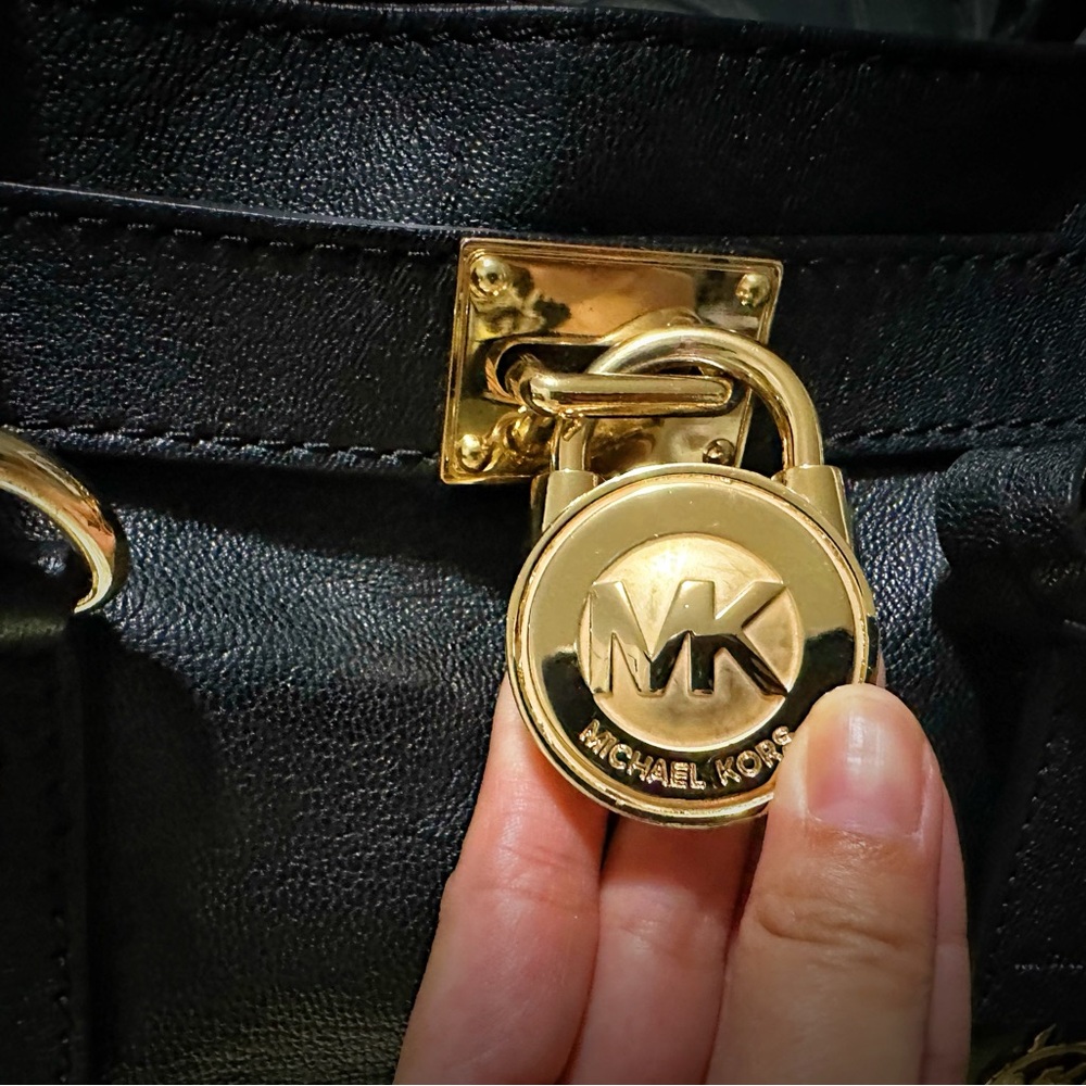 Michael Kors Black and Gold Satchel with Structured Design - Picture 10 of 17